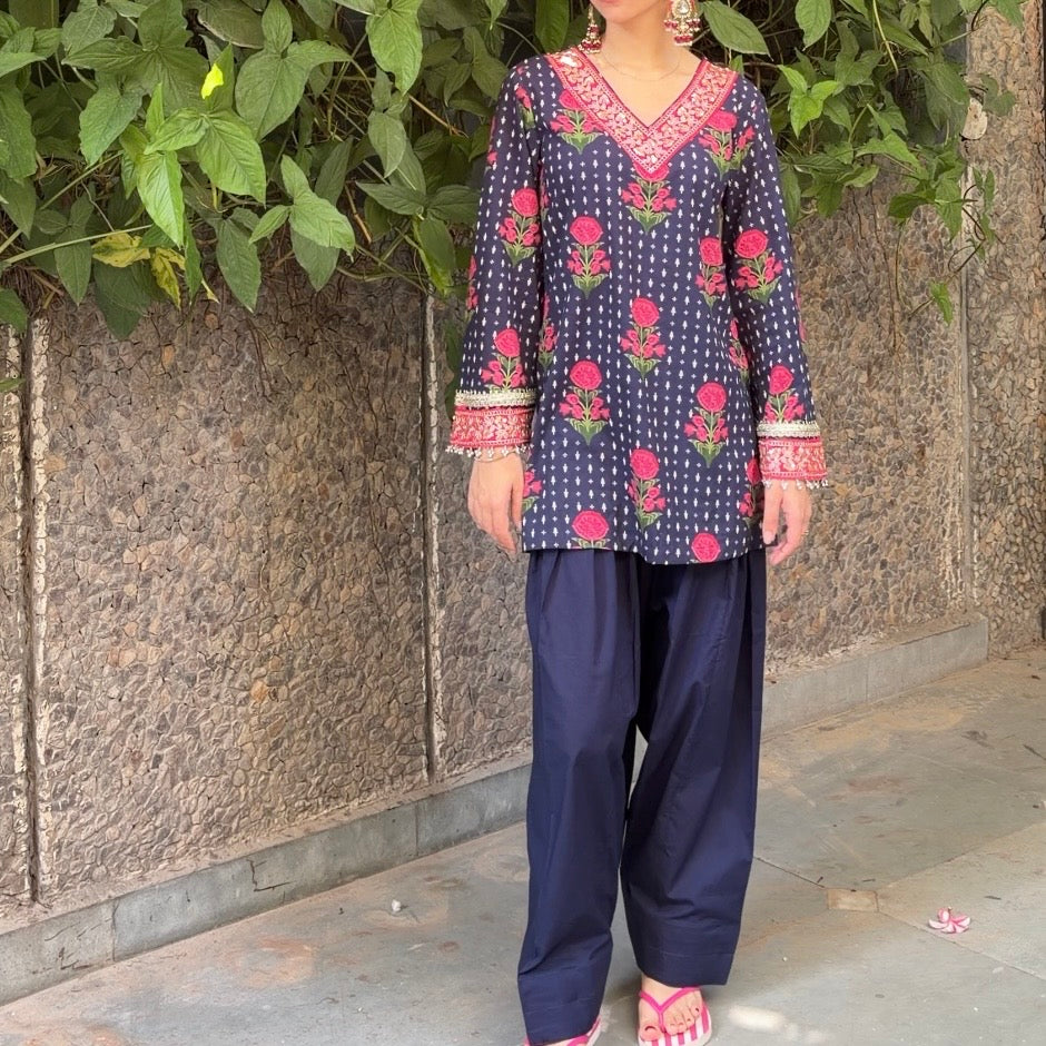 Navy blue Farshi set