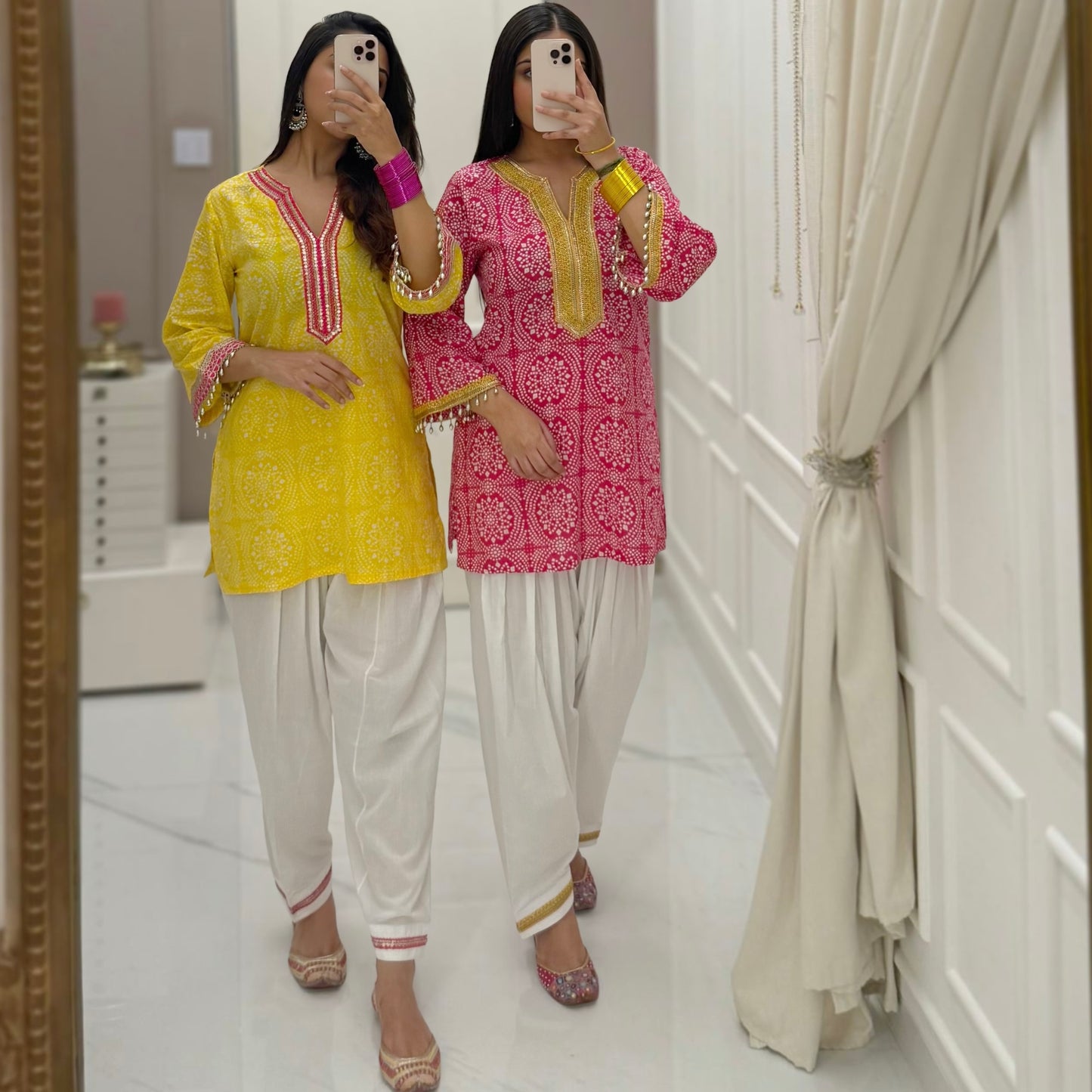 Pink bandhani set