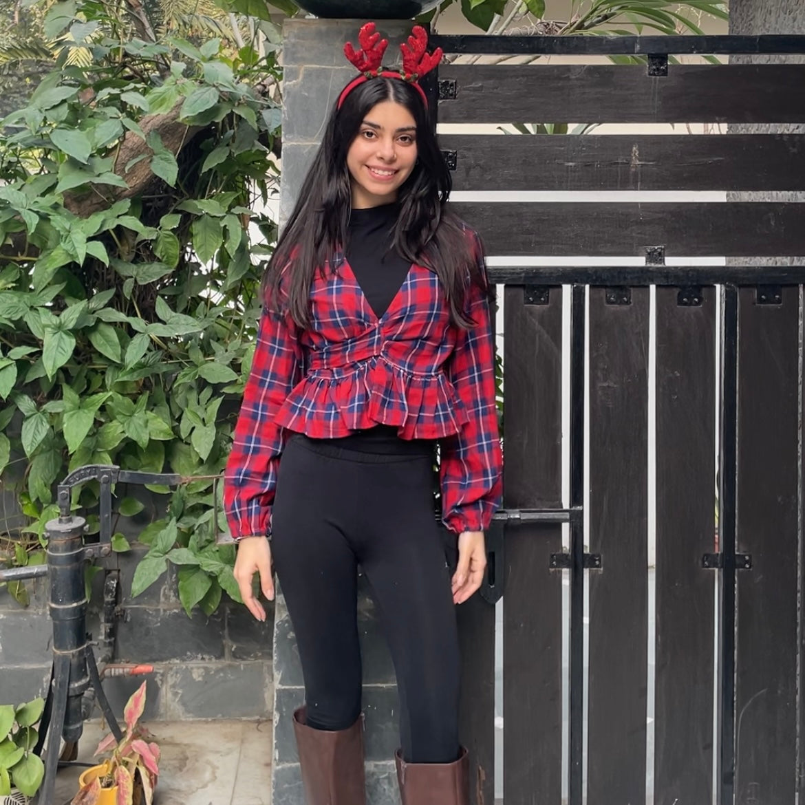 Flannel self-tied Top