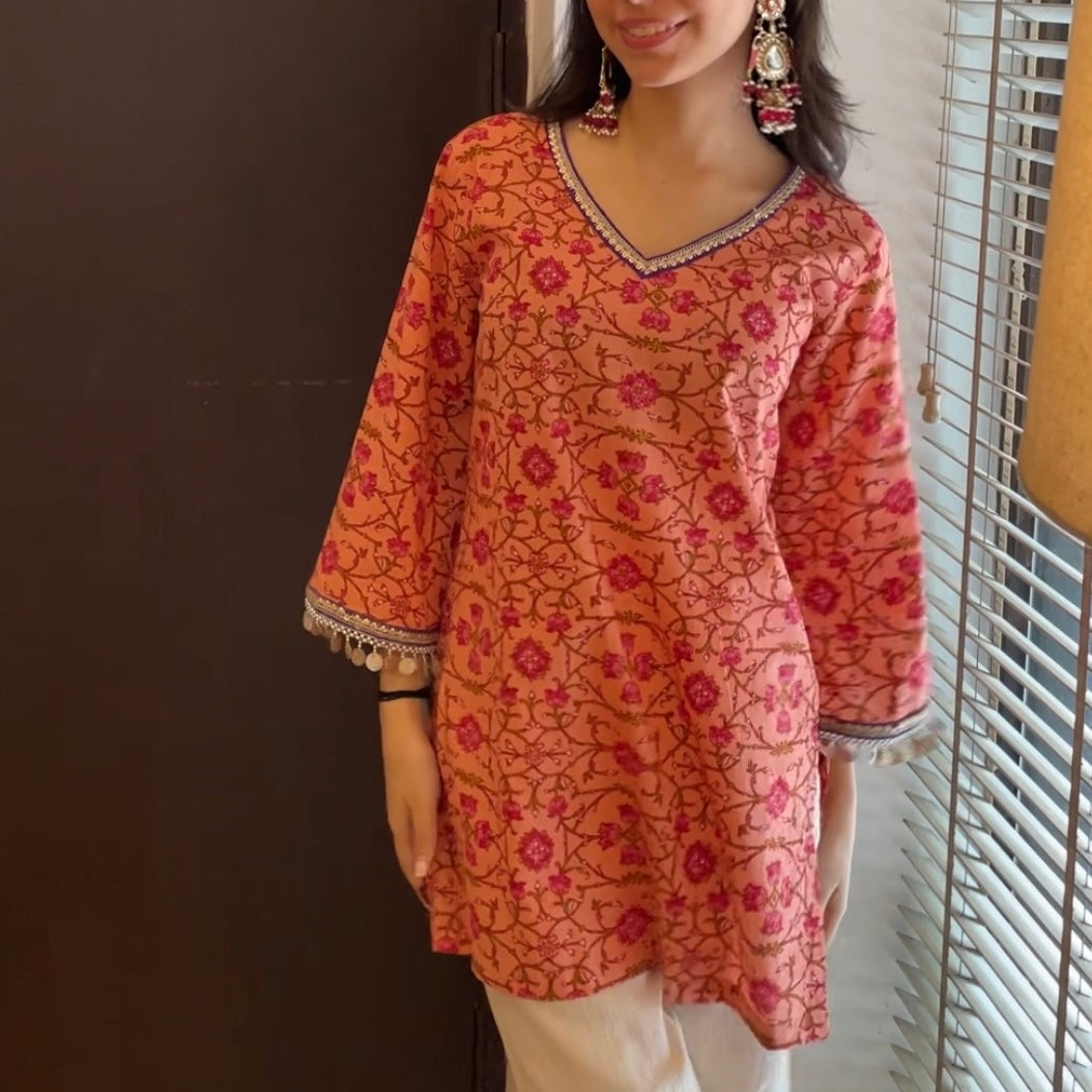 Orange pink kurti