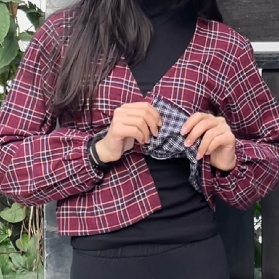 Flannel self-tied Top (Double lining)