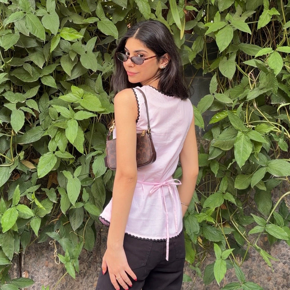 Baby pink bow top