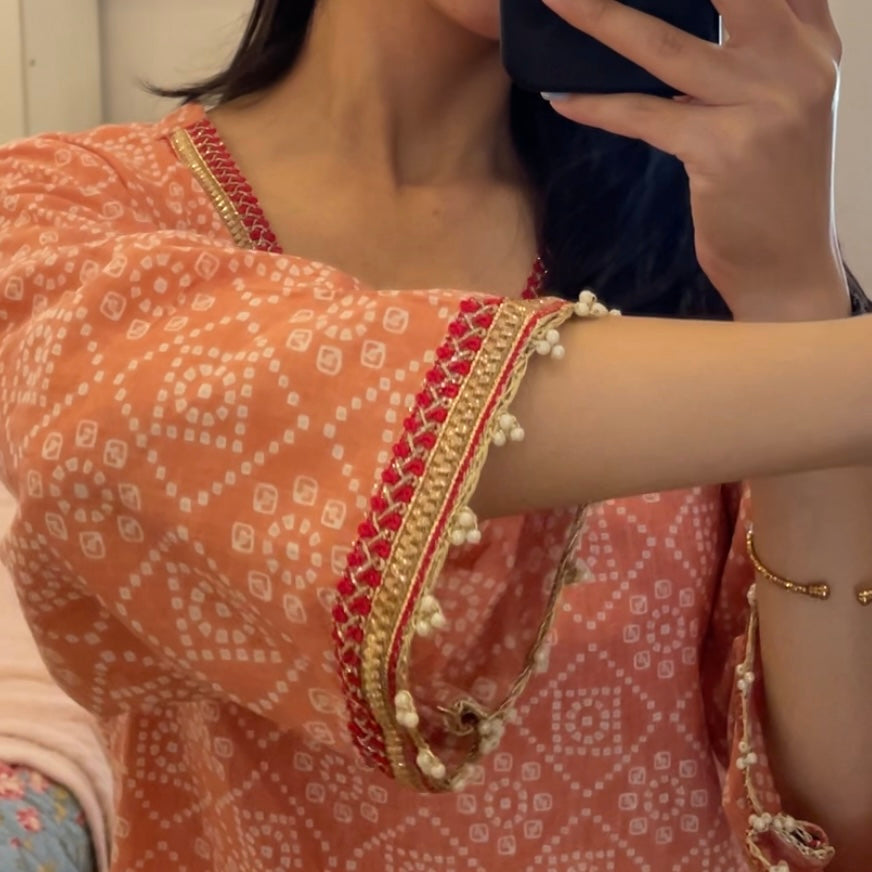 Pastel orange bandhani