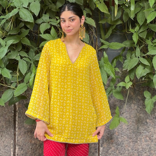 Y bandhani Georgette kurti