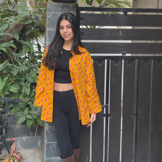 Yellow floral cardigan