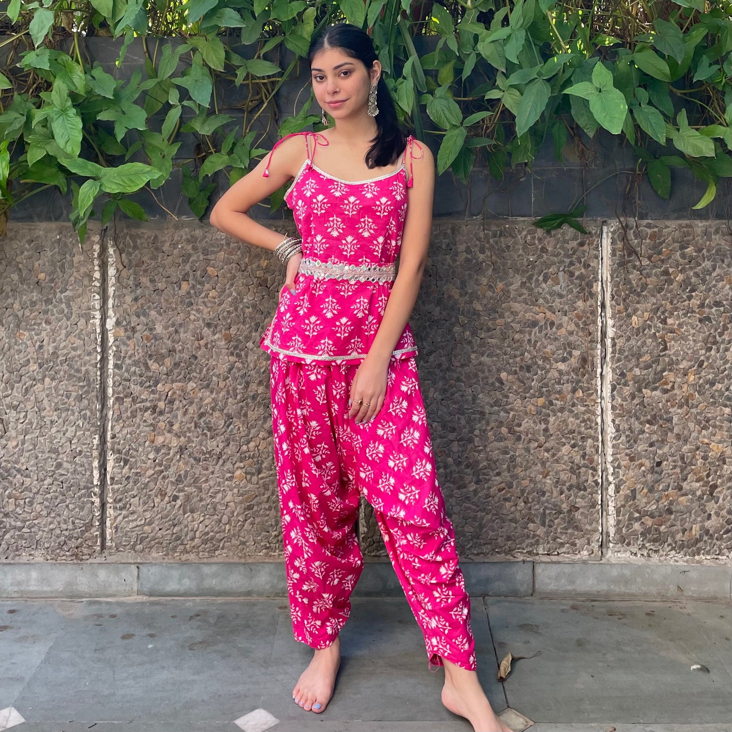 Pink Dhoti Set