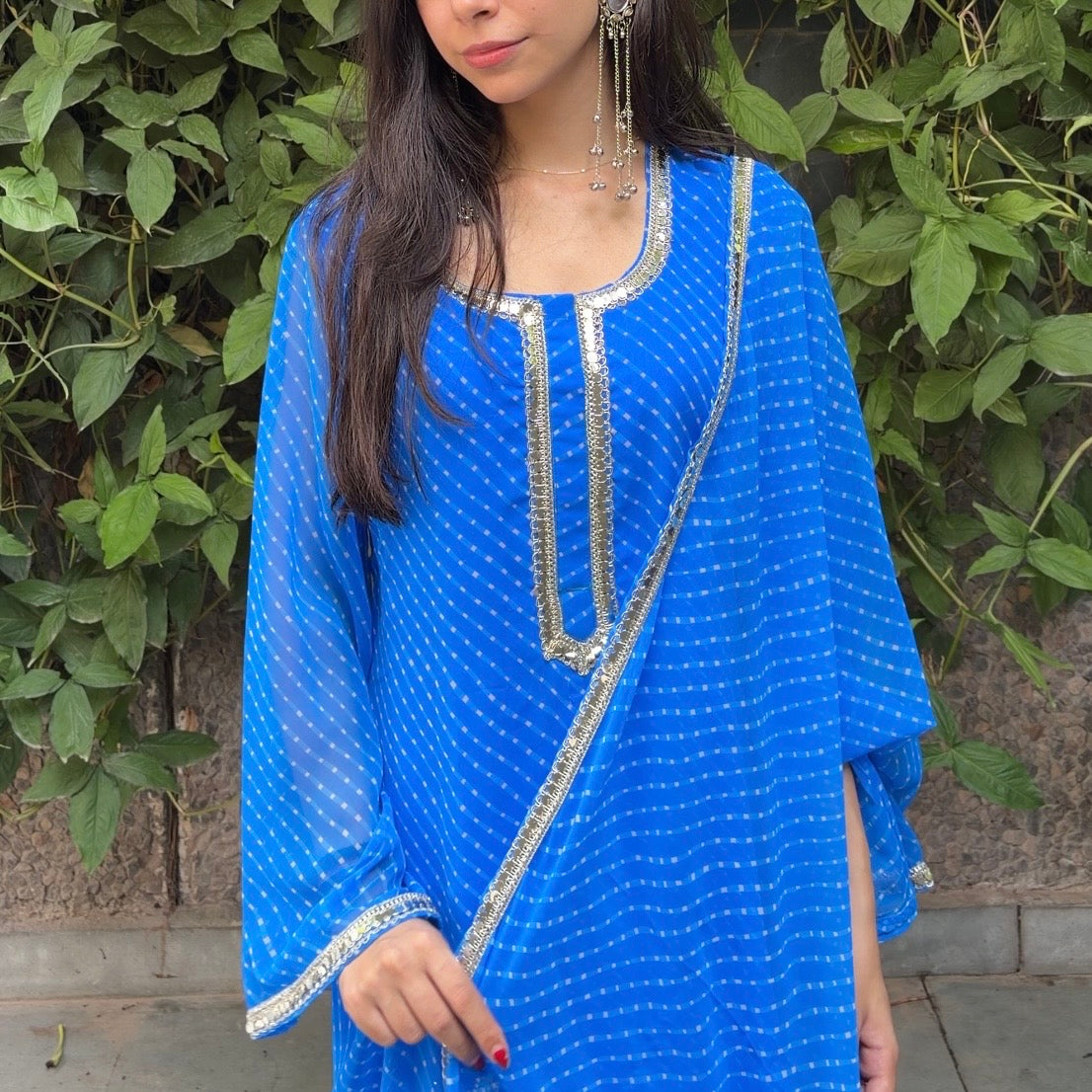 Blue Georgette bandhani set