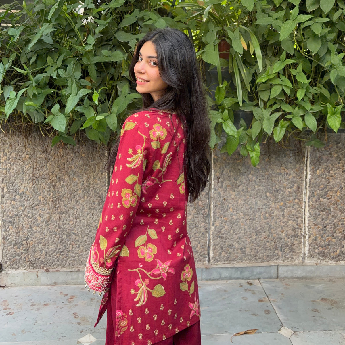 Maroon printed kurti