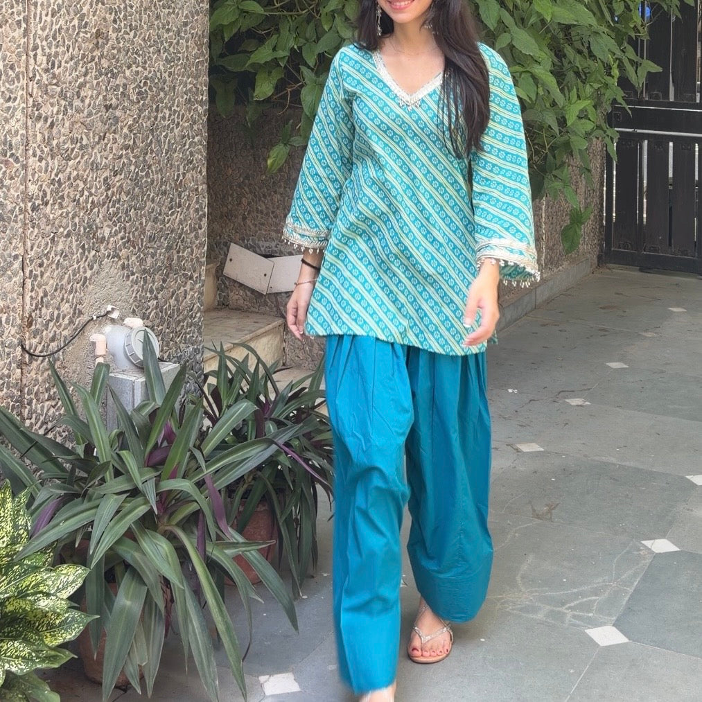 Leheriya Blue Farshi Set