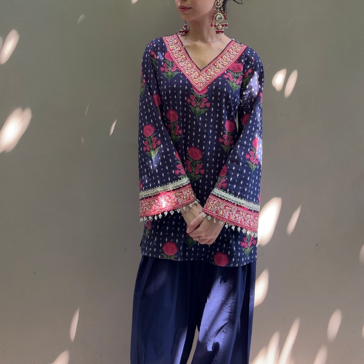Navy blue printed kurti