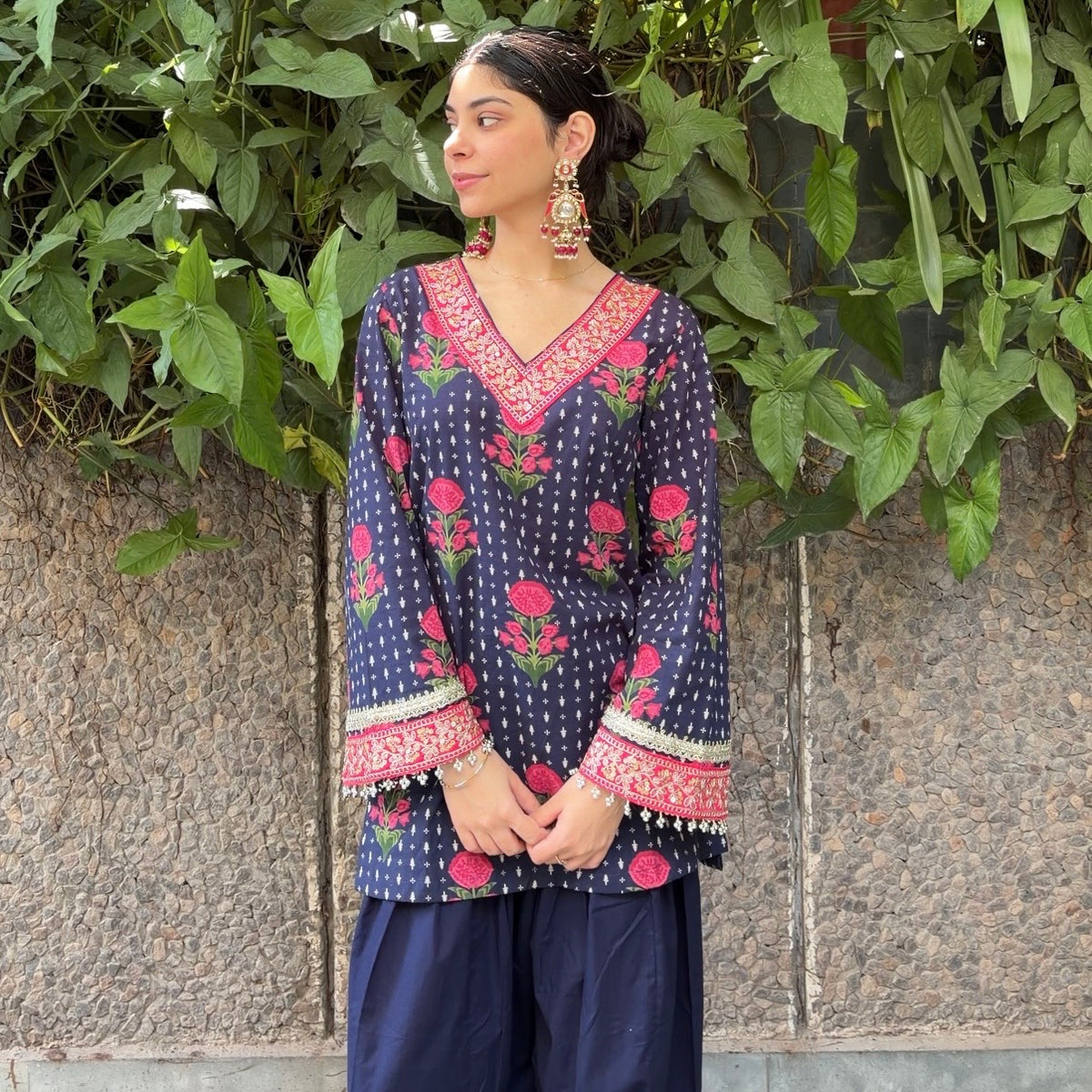 Navy blue printed kurti