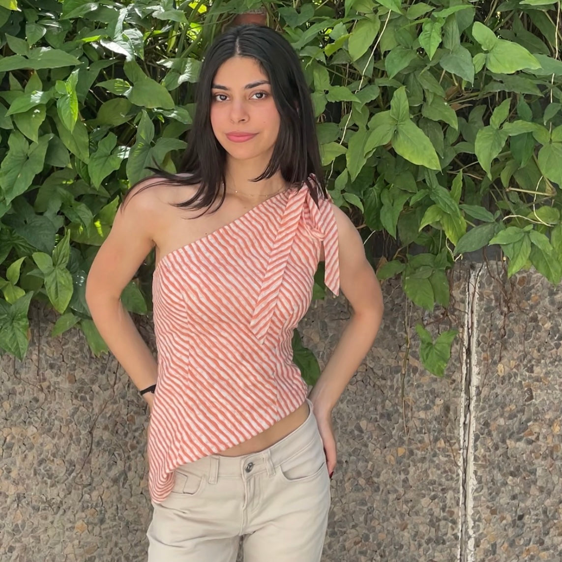 Orange One Shoulder top (padded)