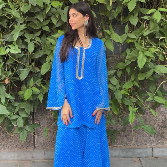 Blue Georgette leheriya set