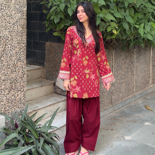 Maroon Farshi set
