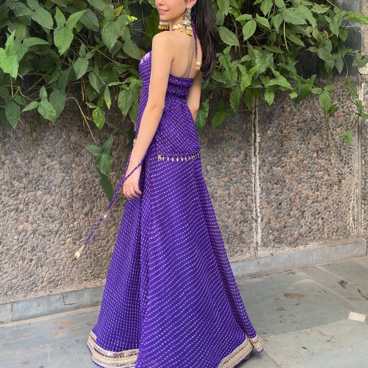 Halter Georgette lehenga set