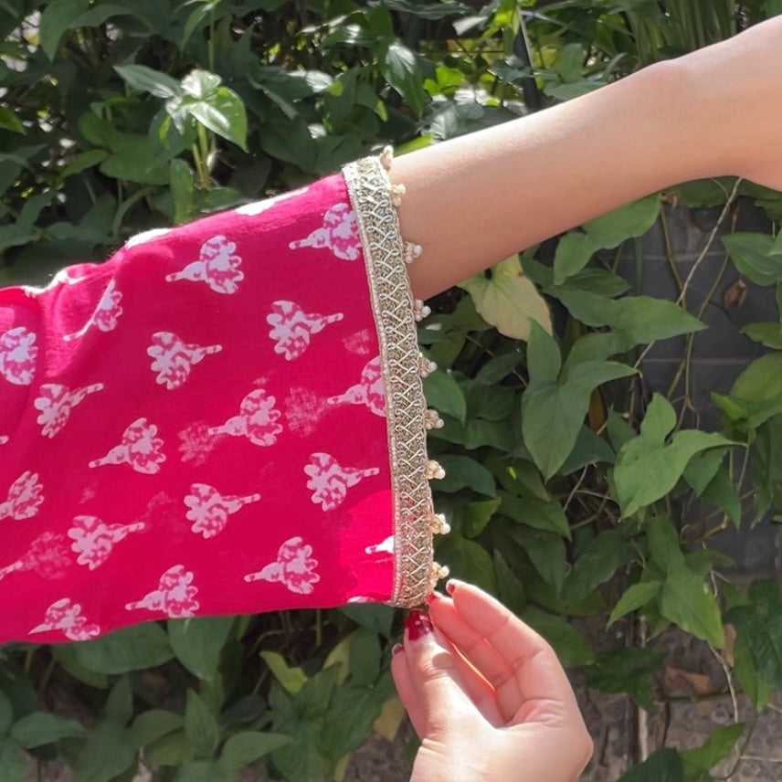 Rani pink kurti with pockets