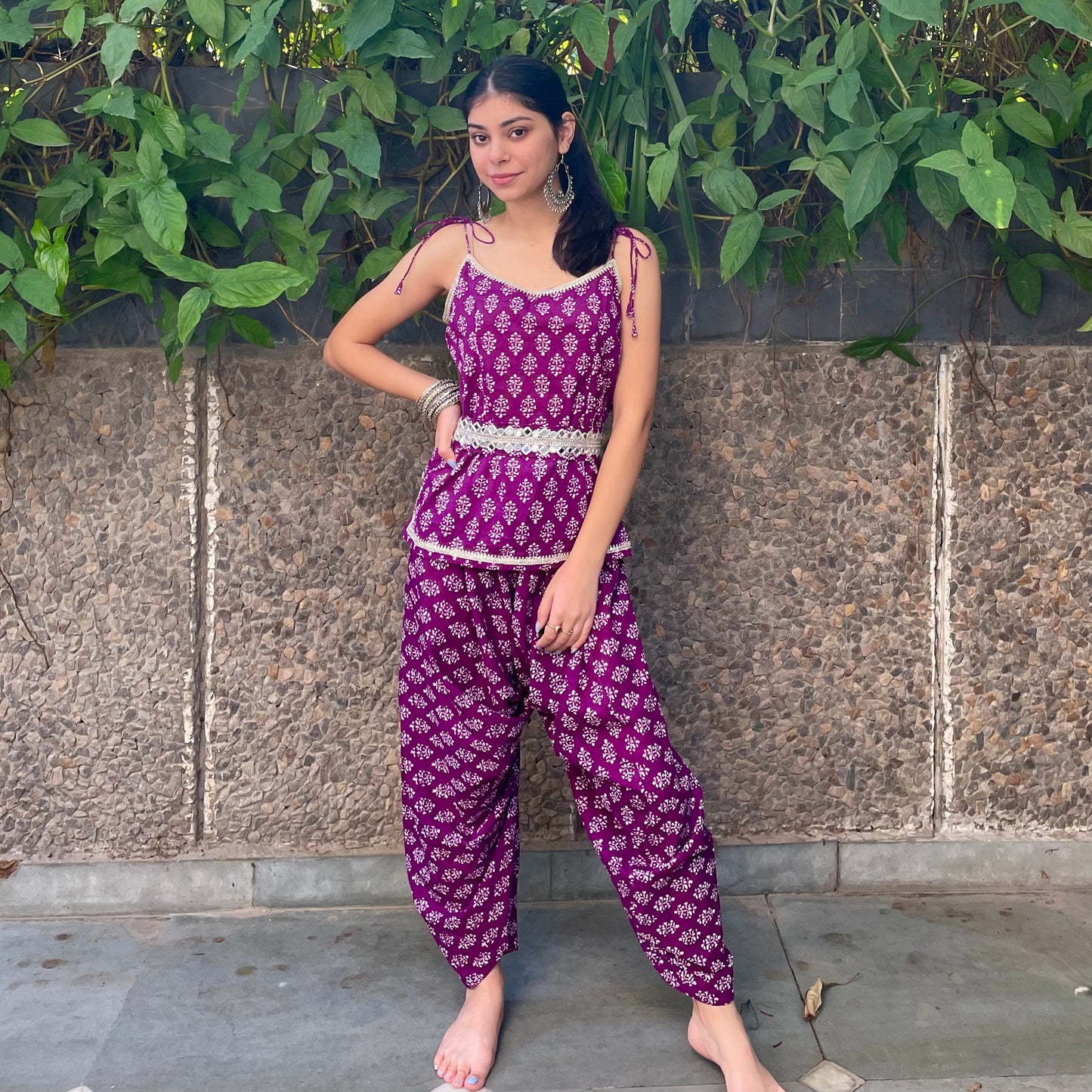 Purple Dhoti Set