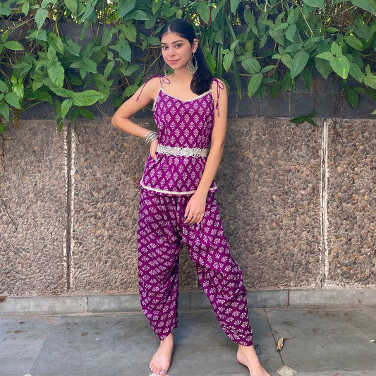 Purple Dhoti Set