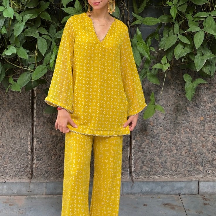 Yellow Georgette set
