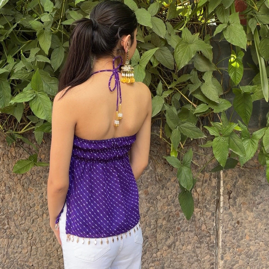 Purple Georgette halter (padded)