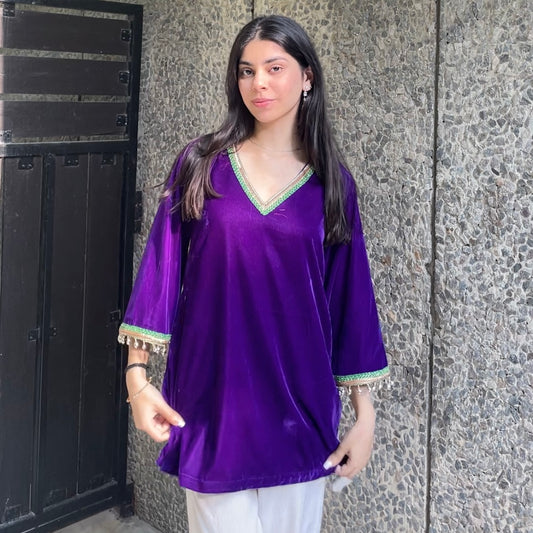 Purple velvet with pockets