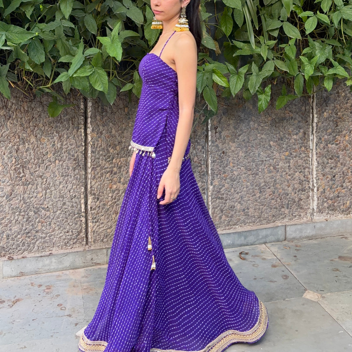Halter Georgette lehenga set