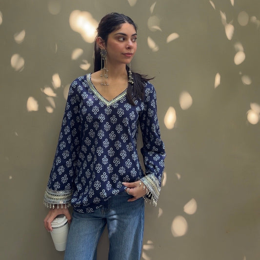 Indigo printed kurti