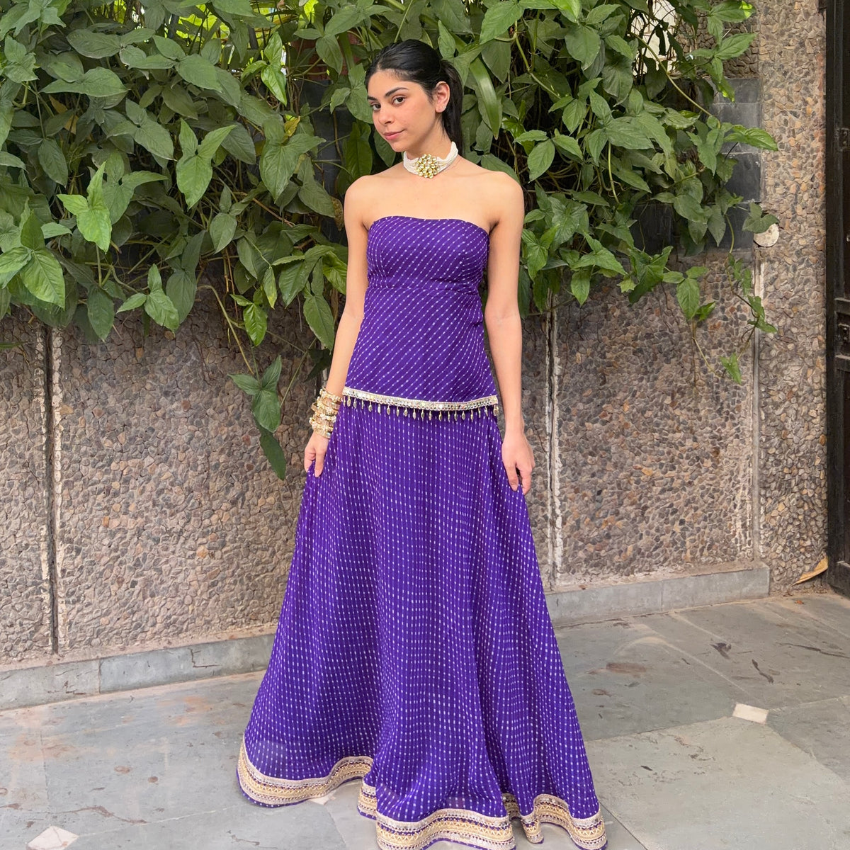 Halter Georgette lehenga set