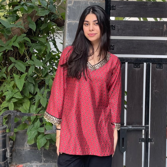 Burgundy cotton-rayon