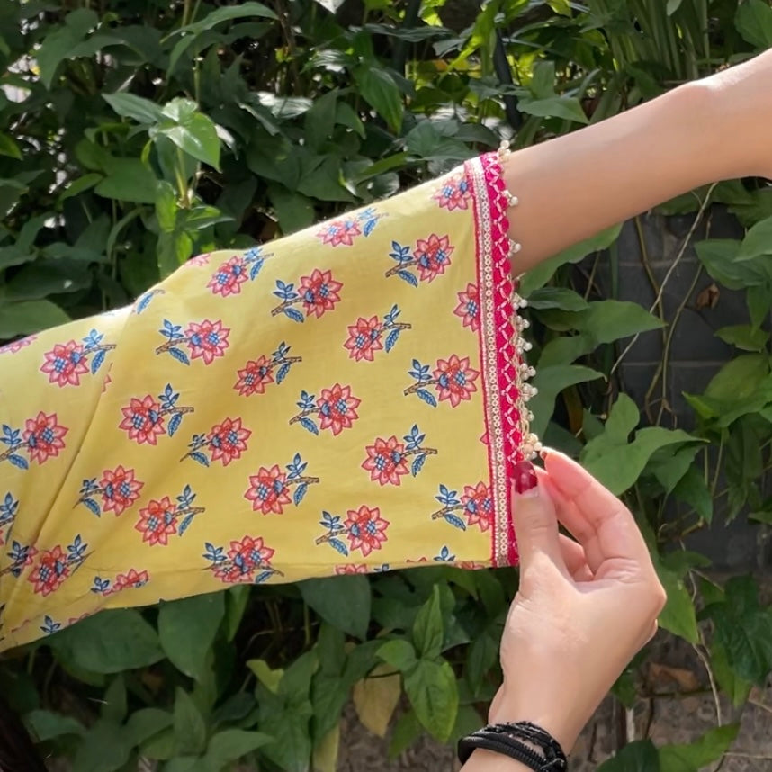 Yellow kurti with pockets