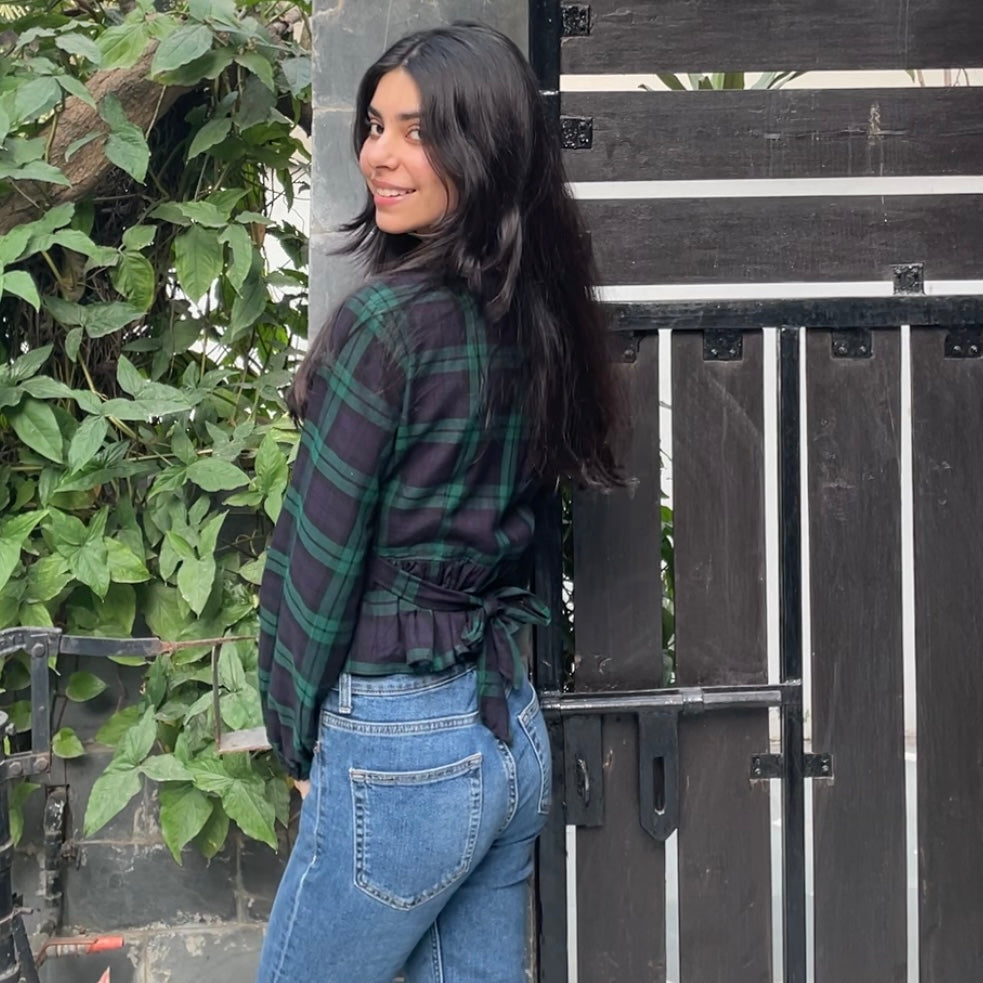 Flannel self-tied Top