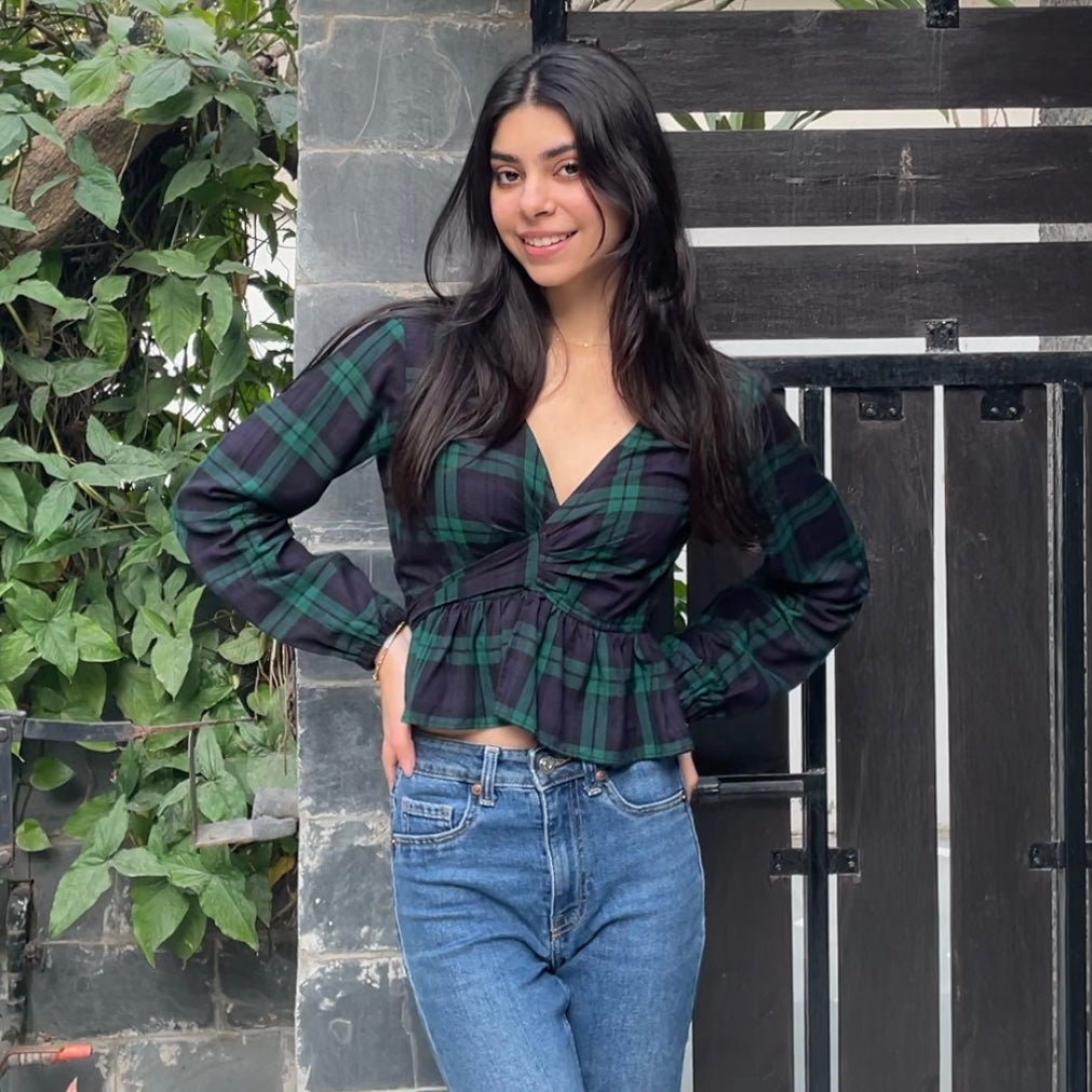 Flannel self-tied Top