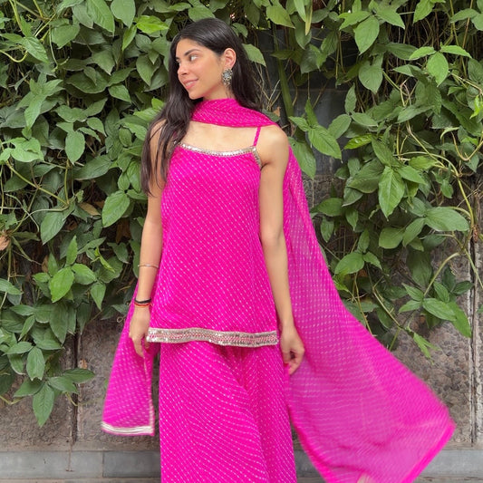 Pink Georgette leheriya set