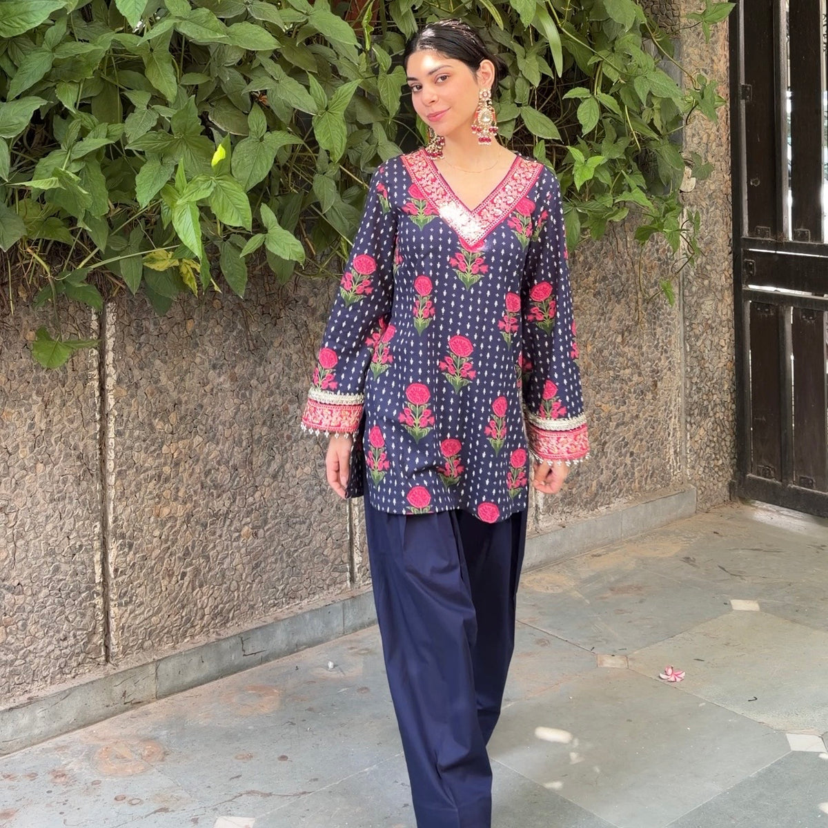Navy blue Farshi set