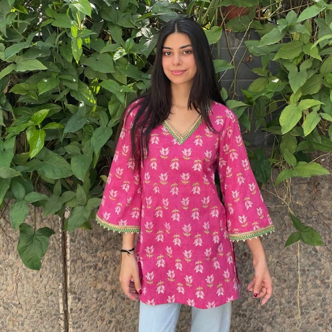 Pink kurti with pockets