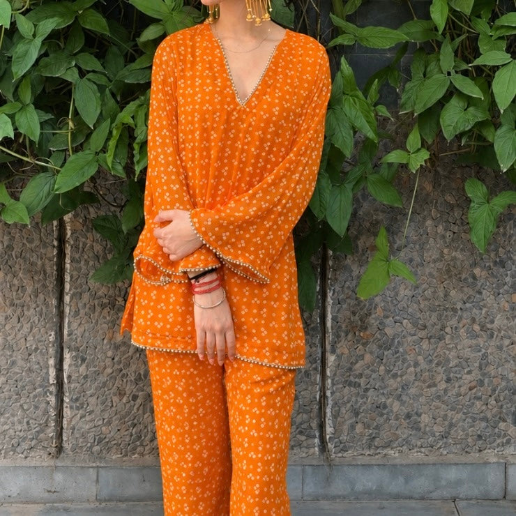 Orange Georgette set