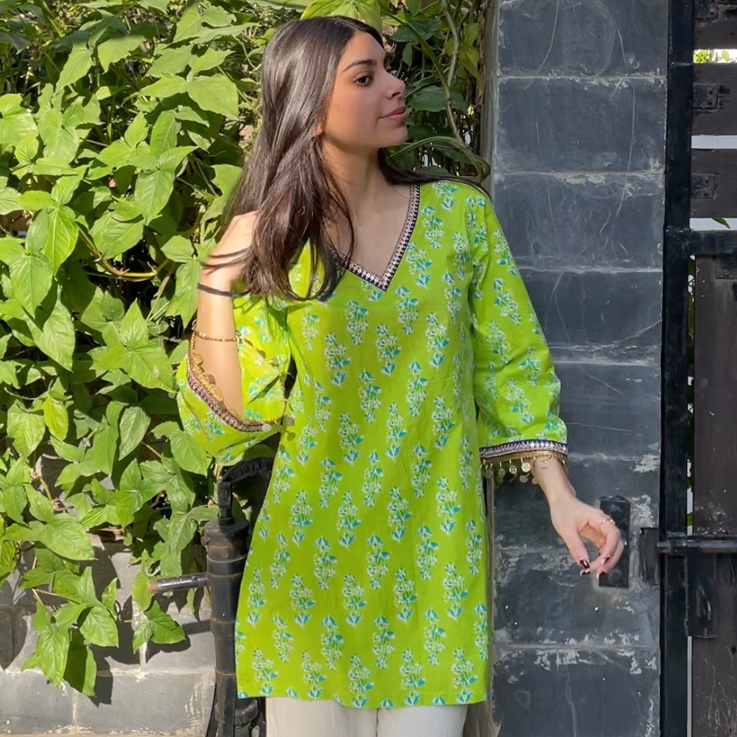 Lime green Kurti