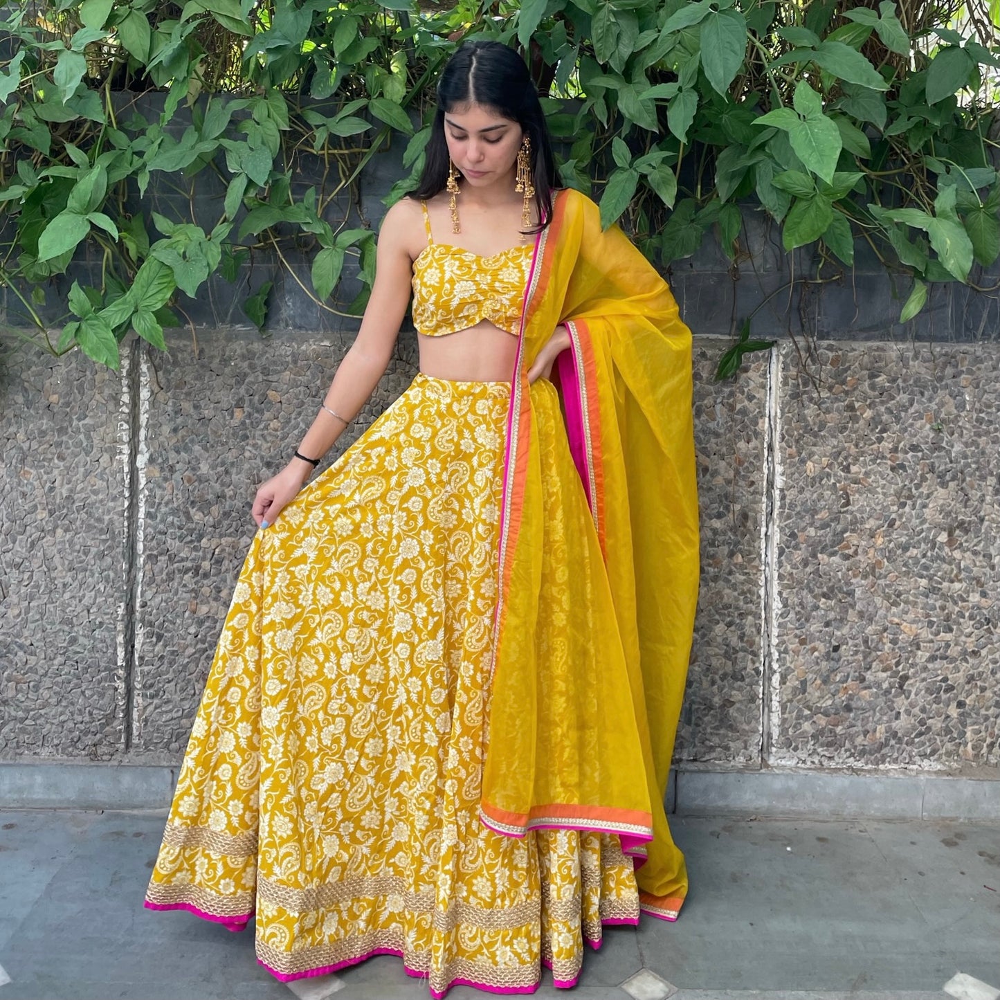 Yellow Floral Lehenga