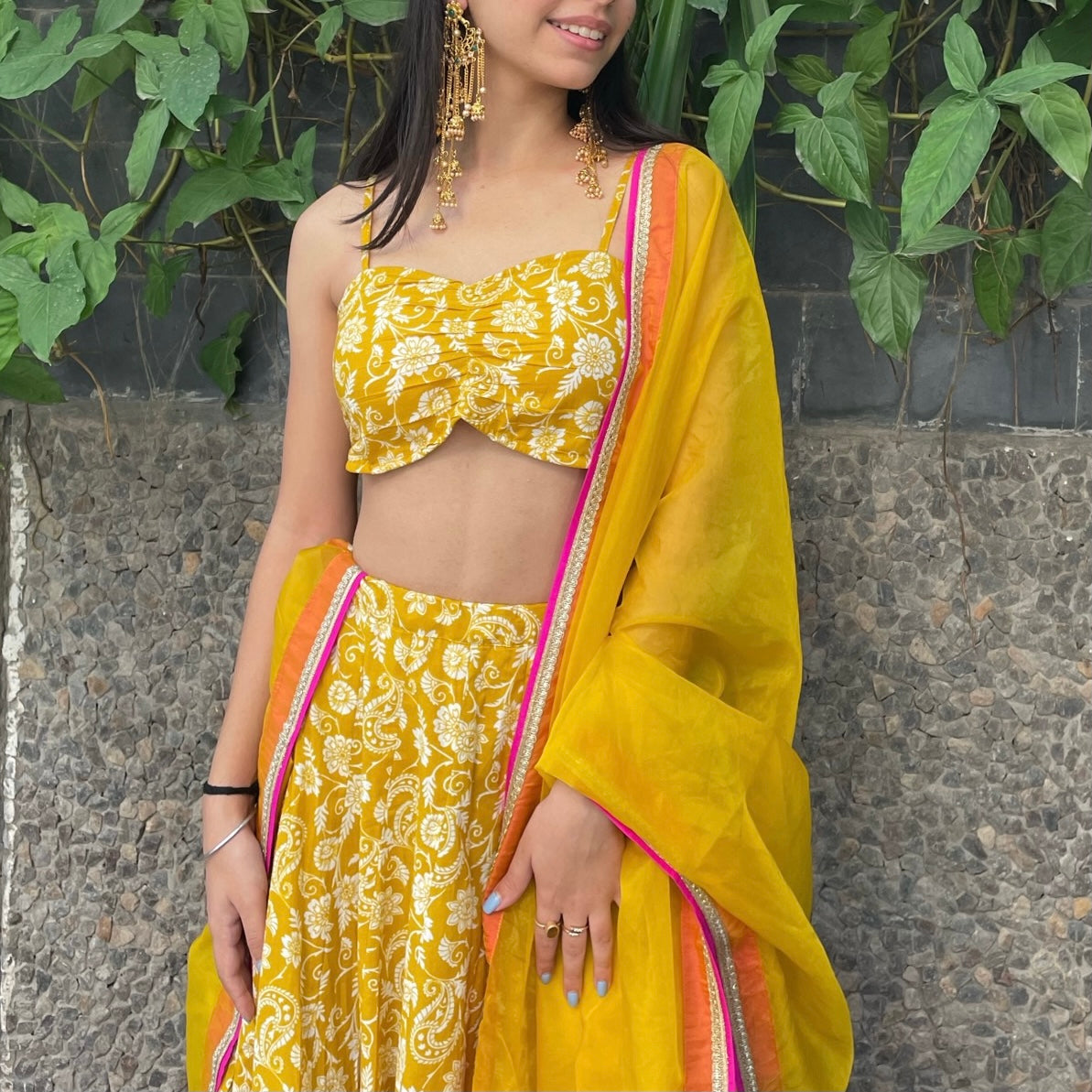 Yellow Floral Lehenga