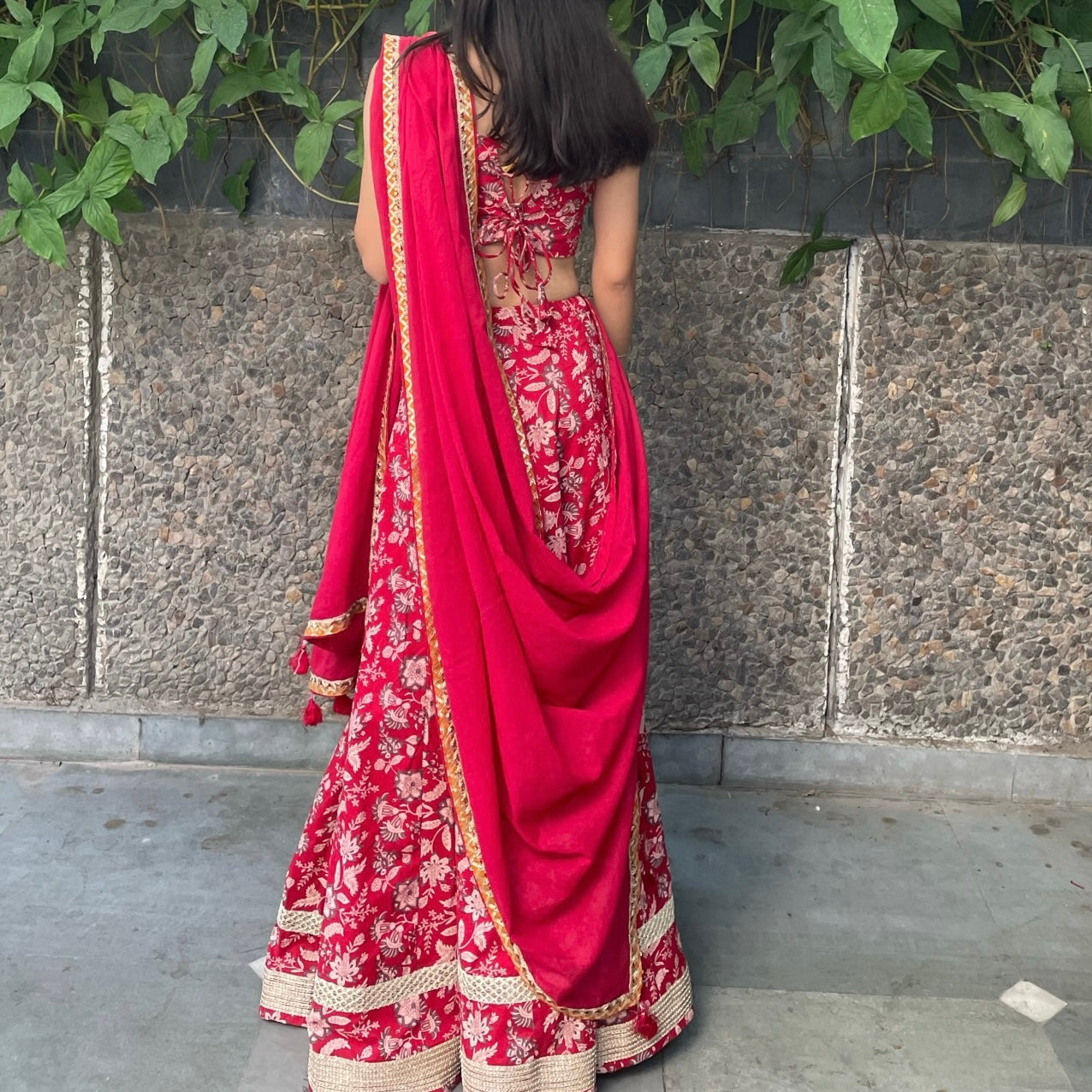 Red Floral Lehenga