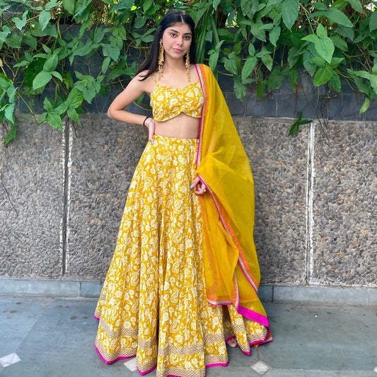 Yellow Floral Lehenga