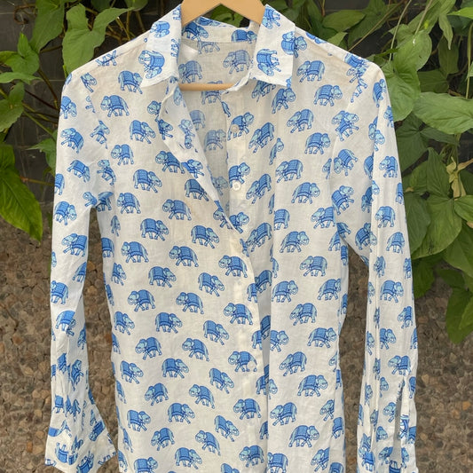 White Sky Elephant Shirt