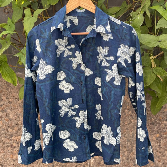 Navy White Floral Shirt