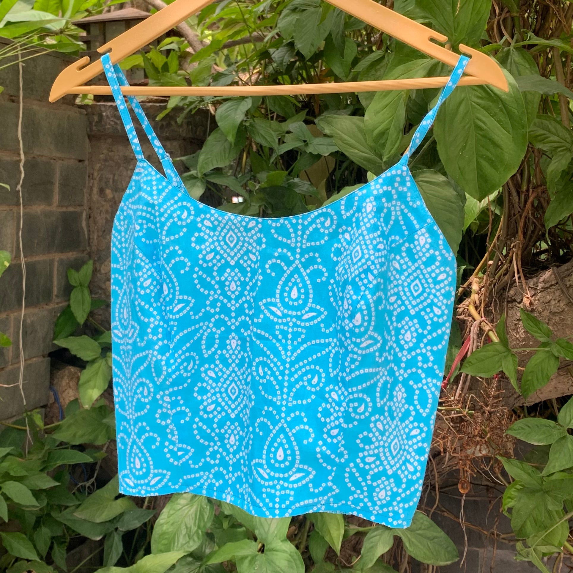 sky blue Bandhani Tops