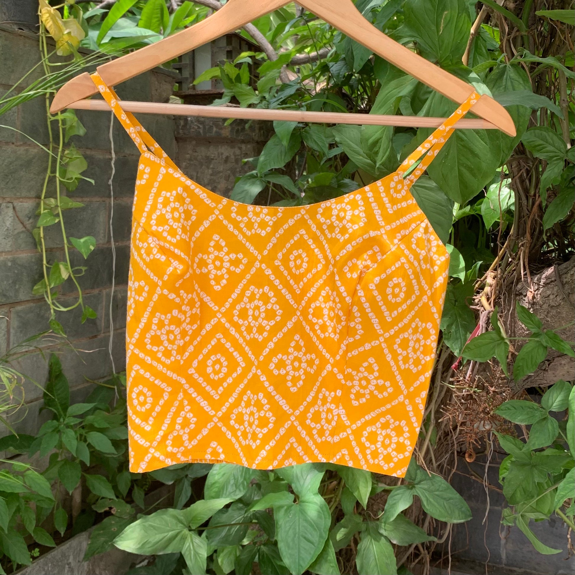 yellow Bandhani Tops